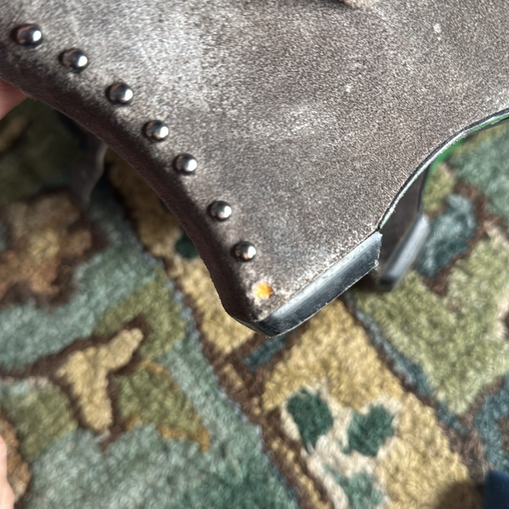RARE Donald J Pliner Gray Wedge Suede Studded Sandals - Picture 8 of 8